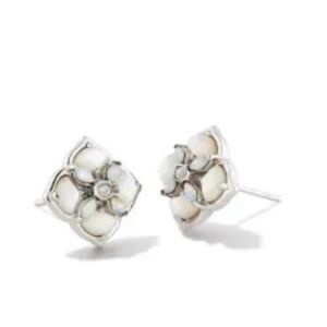 Kendra Scott Dira Stone Silver Stud Earrings in ivory mix.